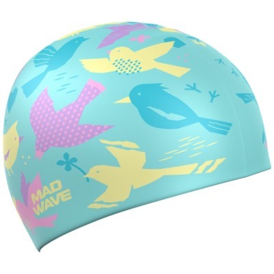 Юниорская силиконовая шапочка  Madwave Birds Голубой