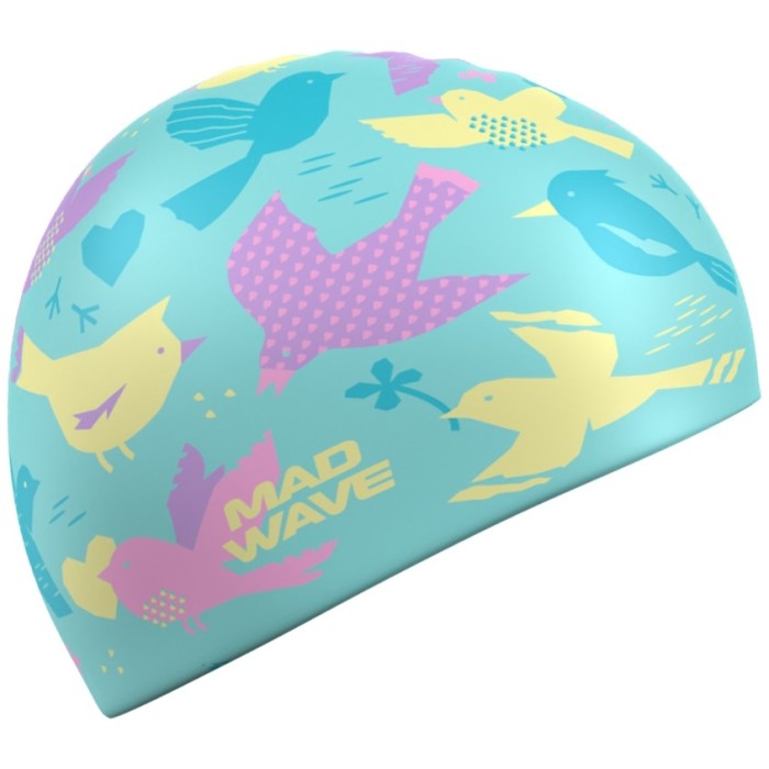 Юниорская силиконовая шапочка  Madwave Birds Голубой