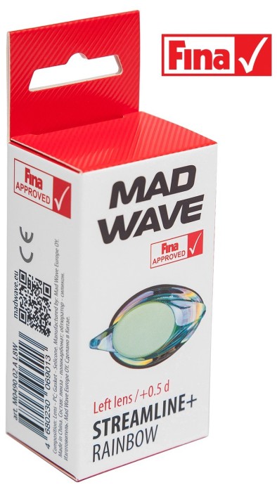Madwave Линза с диоптриями для плавательных очков Streamline rainbow left