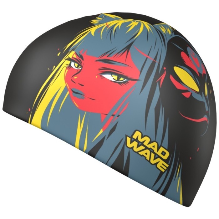 Юниорская силиконовая шапочка  Madwave Kitsune Черный