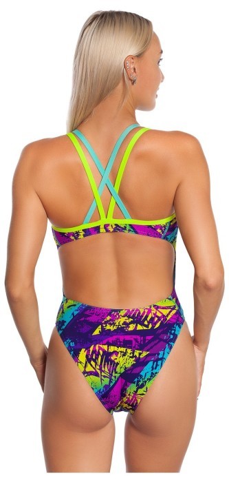 Женский купальник спортивный антихлор  Madwave Crossback PBT D7