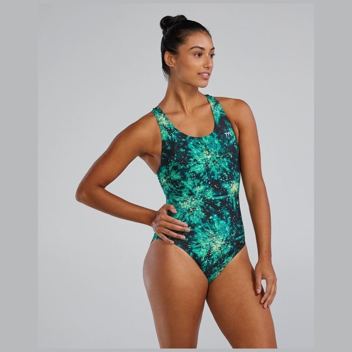 Купальник слитный TYR Radiant Flare Maxfit Durafast Lite 310 Зеленый
