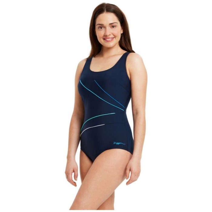 Купальник слитный с чашечками ZOGGS Macmasters Scoopback синий/белый (BLWH)