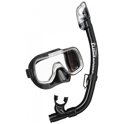 Маска и трубка детская TUSA Mini-Kleio Dry Combo (6-12 лет), сумка в комплекте черный/прозрачный