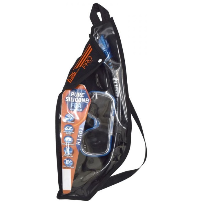 Маска и трубка детская TUSA Mini-Kleio Dry Combo (6-12 лет), сумка в комплекте черный/прозрачный