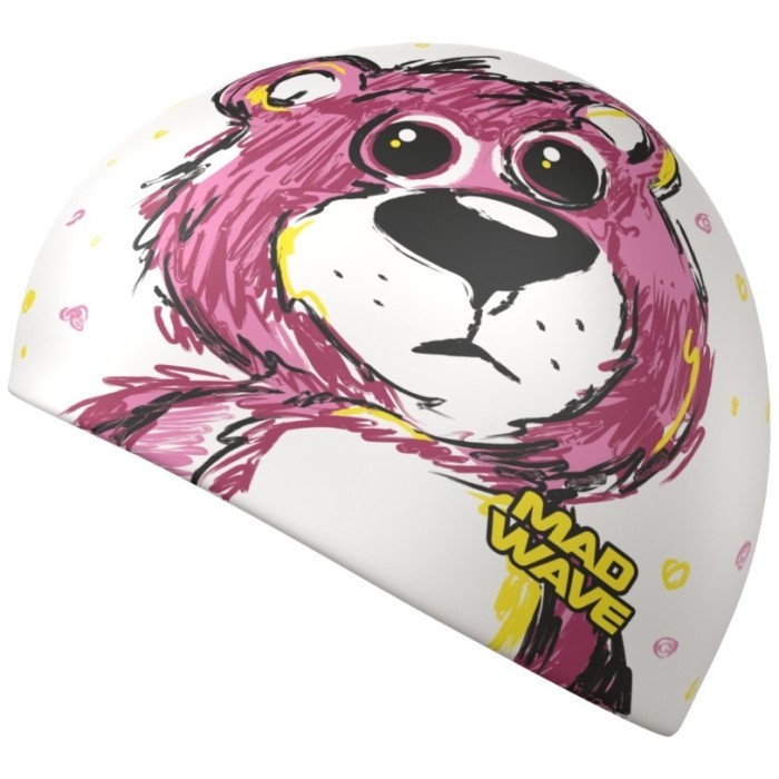Юниорская силиконовая шапочка  Madwave Shaggy bear Белый