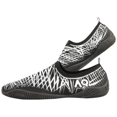 Тапочки для кораллов Aqurun Basic Silver (аквашуз, аквасоки) черный/серебристый