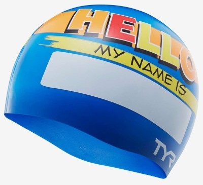 Шапочка для плавания детская TYR Hello My Name Is Swim Cap