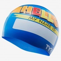 Шапочка для плавания детская TYR Hello My Name Is Swim Cap