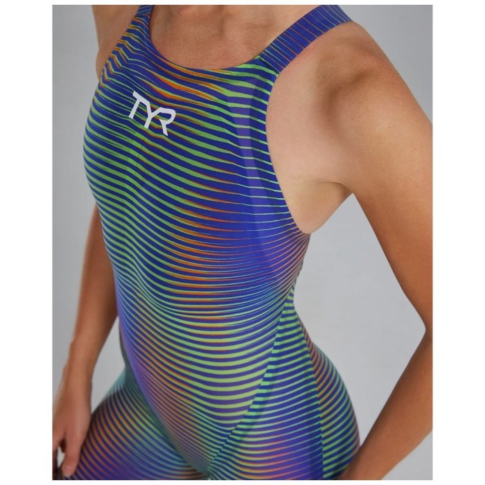 Гидрокостюм с открытой спиной  TYR Avictor 2.0 Blue Open Back Swimsuit 339 Лайм
