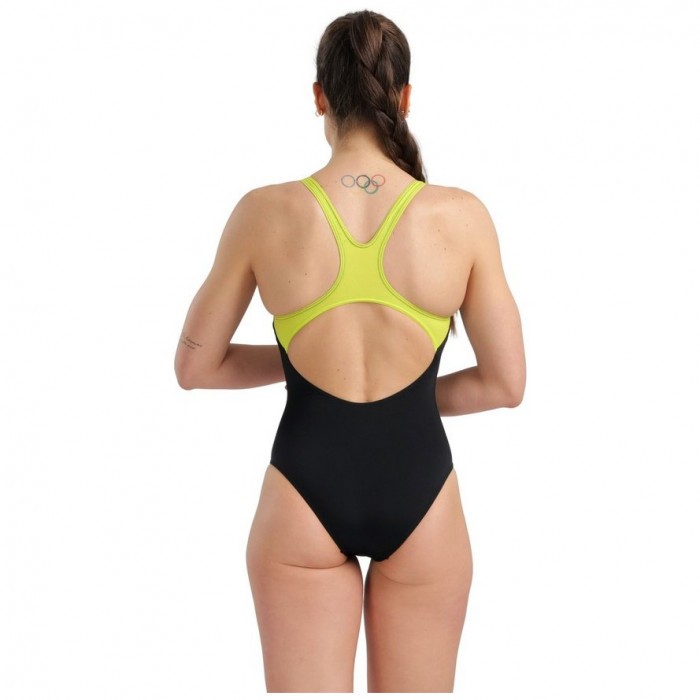 Спортивный купальник ARENA SWIM PRO BACK GRAPHIC black-soft green
