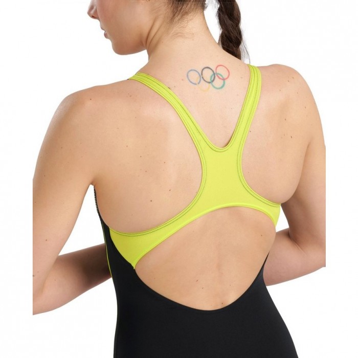 Спортивный купальник ARENA SWIM PRO BACK GRAPHIC black-soft green