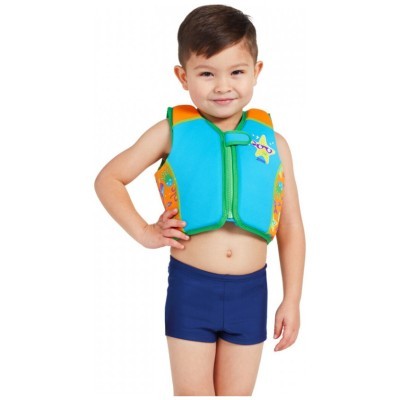Жилет детский с поплавками для обучения плаванию ZOGGS Super Star Swimsure Jacket голубой/оранжевый