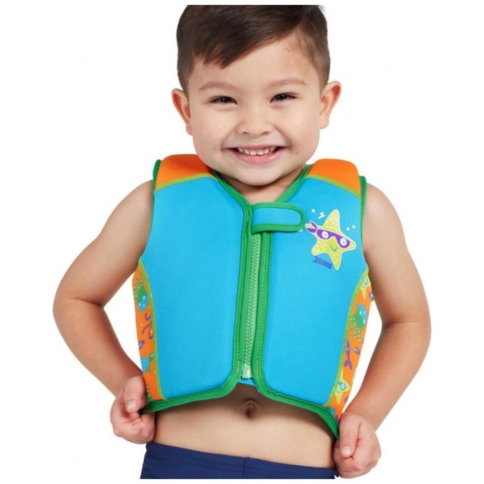 Жилет детский с поплавками для обучения плаванию ZOGGS Super Star Swimsure Jacket голубой/оранжевый